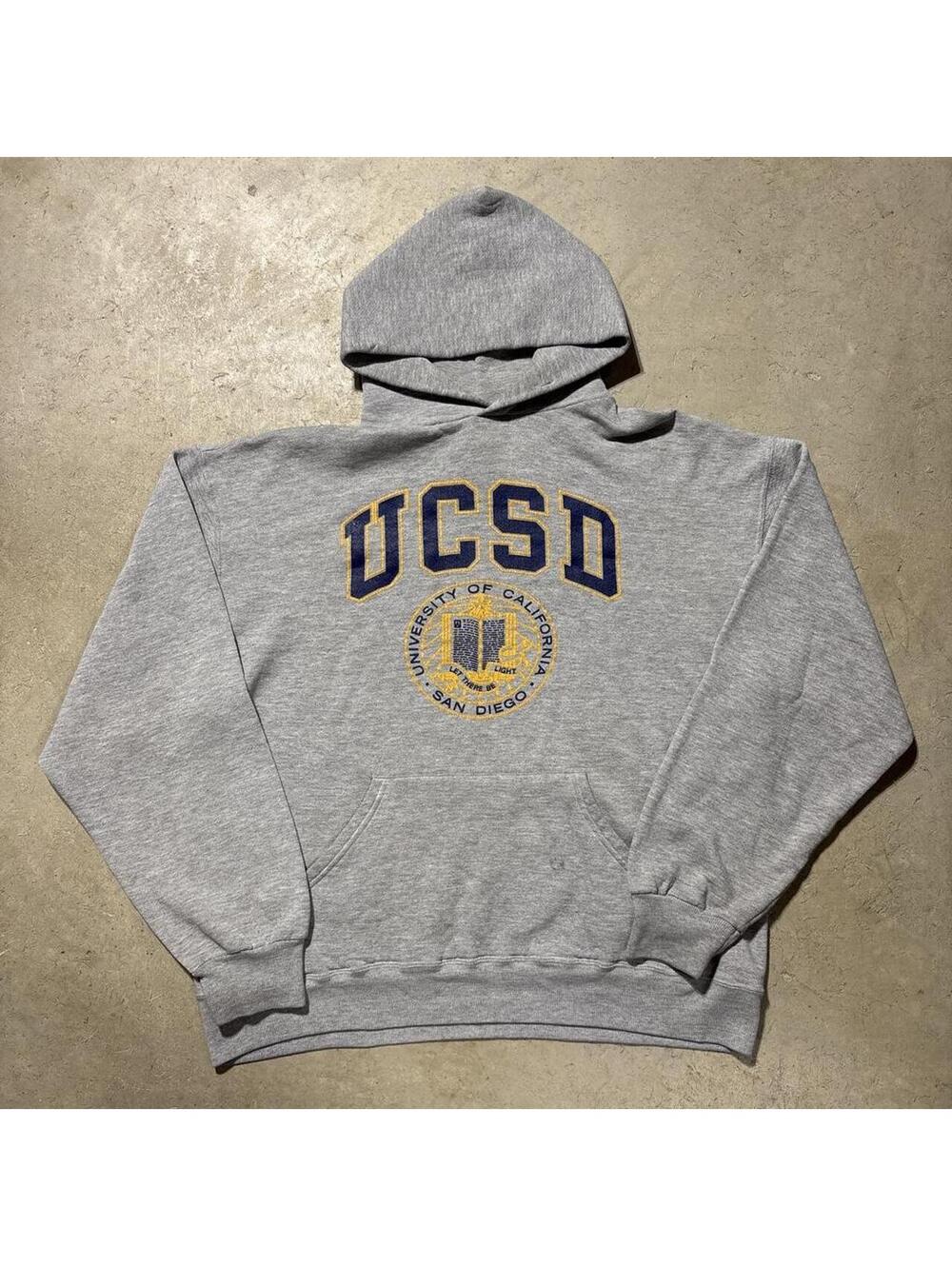 Vintage 90s Russell Athletic UCSD Hoodie L Gray University California San Diego